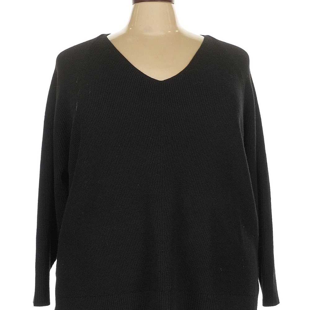 Athleta Black V-Neck Knit Sweater 3x